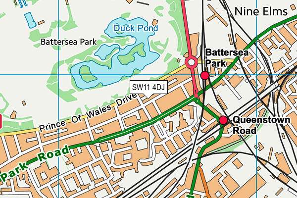 SW11 4DJ map - OS VectorMap District (Ordnance Survey)