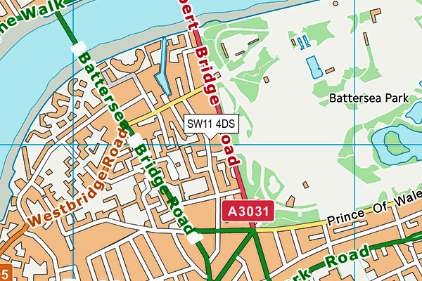 SW11 4DS map - OS VectorMap District (Ordnance Survey)