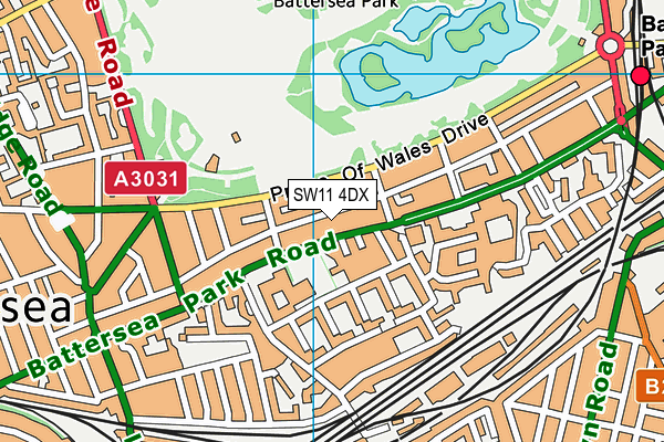SW11 4DX map - OS VectorMap District (Ordnance Survey)