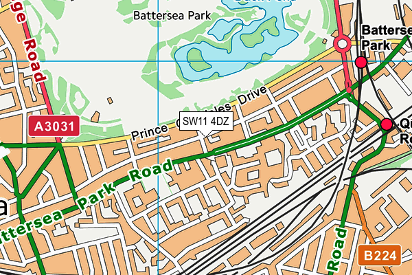 SW11 4DZ map - OS VectorMap District (Ordnance Survey)