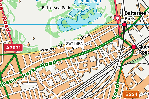 SW11 4EA map - OS VectorMap District (Ordnance Survey)