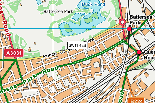 SW11 4EB map - OS VectorMap District (Ordnance Survey)