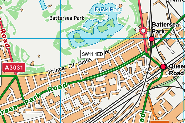 SW11 4ED map - OS VectorMap District (Ordnance Survey)