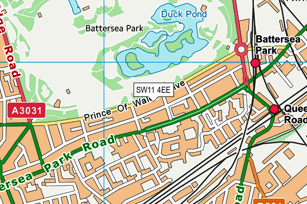 SW11 4EE map - OS VectorMap District (Ordnance Survey)