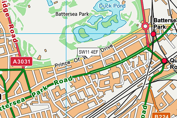 SW11 4EF map - OS VectorMap District (Ordnance Survey)