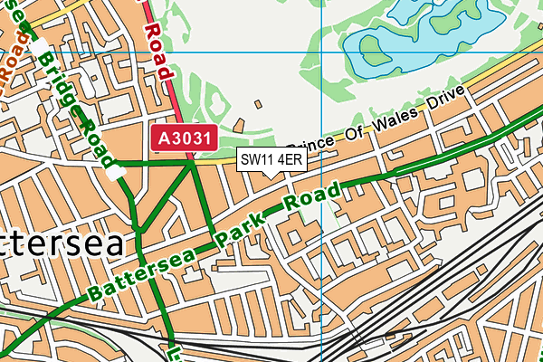 SW11 4ER map - OS VectorMap District (Ordnance Survey)