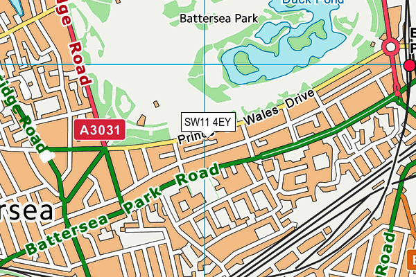 SW11 4EY map - OS VectorMap District (Ordnance Survey)