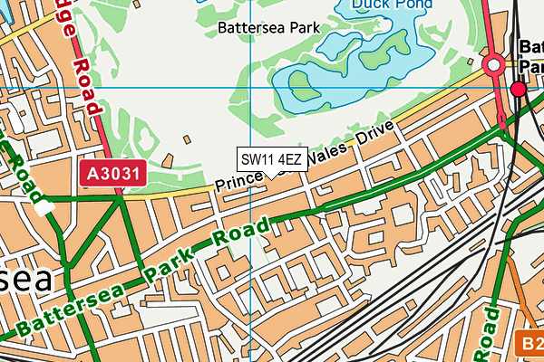 SW11 4EZ map - OS VectorMap District (Ordnance Survey)