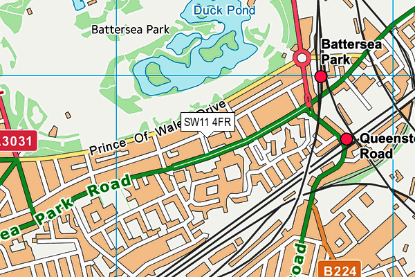 SW11 4FR map - OS VectorMap District (Ordnance Survey)