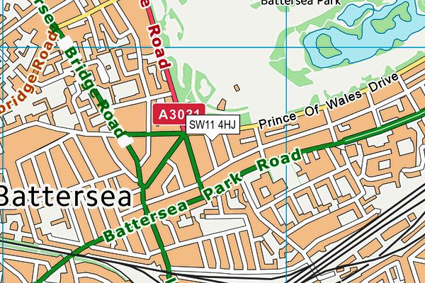 SW11 4HJ map - OS VectorMap District (Ordnance Survey)