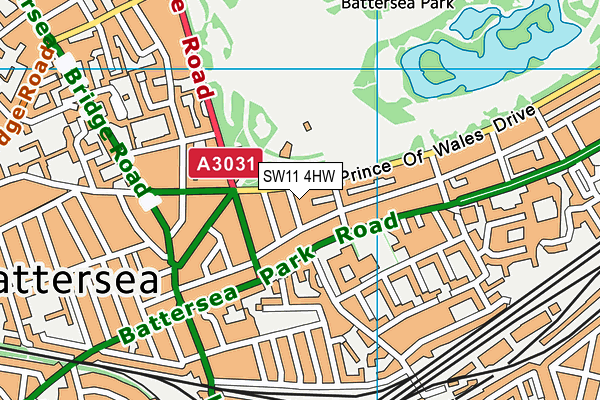 SW11 4HW map - OS VectorMap District (Ordnance Survey)