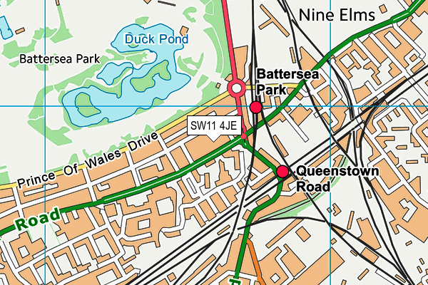 SW11 4JE map - OS VectorMap District (Ordnance Survey)