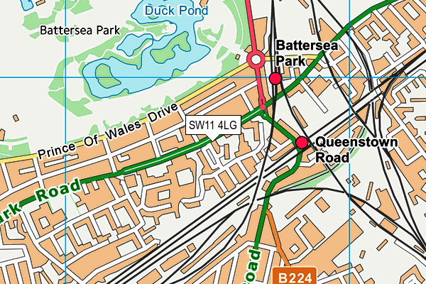 SW11 4LG map - OS VectorMap District (Ordnance Survey)
