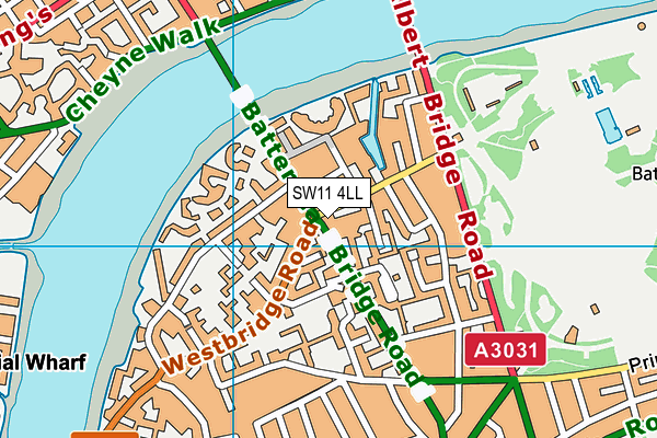 SW11 4LL map - OS VectorMap District (Ordnance Survey)