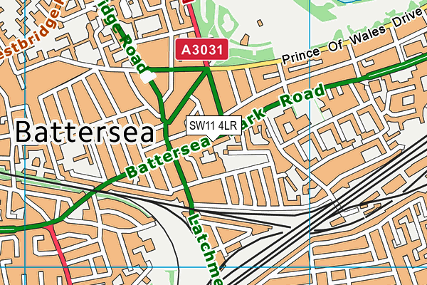 SW11 4LR map - OS VectorMap District (Ordnance Survey)