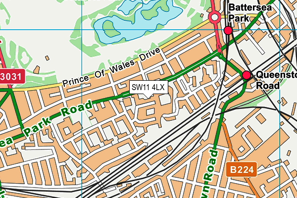 SW11 4LX map - OS VectorMap District (Ordnance Survey)