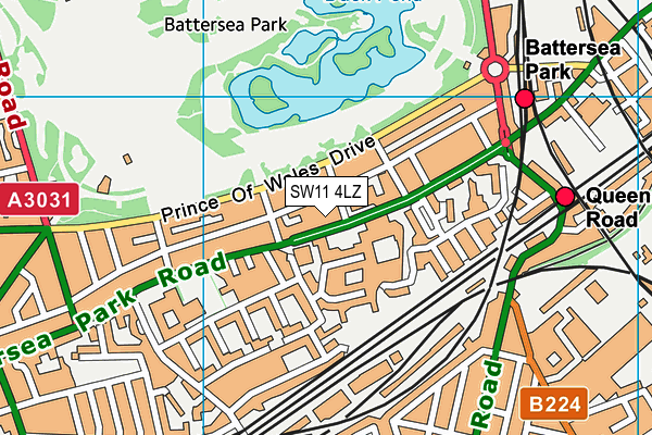 SW11 4LZ map - OS VectorMap District (Ordnance Survey)