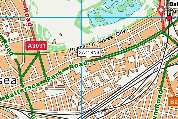 SW11 4NB map - OS VectorMap District (Ordnance Survey)