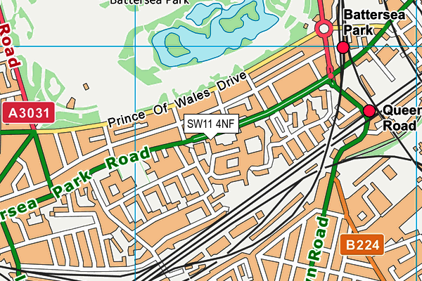 SW11 4NF map - OS VectorMap District (Ordnance Survey)