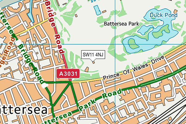 Battersea All Weather Sports Ground map (SW11 4NJ) - OS VectorMap District (Ordnance Survey)