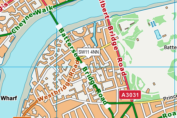 SW11 4NN map - OS VectorMap District (Ordnance Survey)