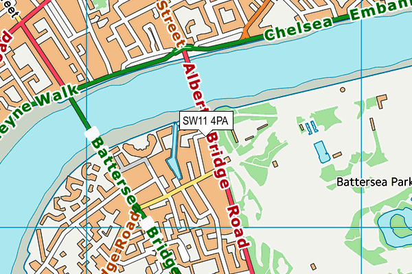 SW11 4PA map - OS VectorMap District (Ordnance Survey)