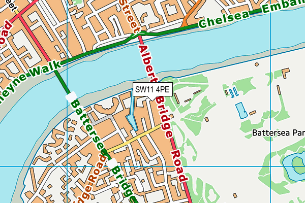 SW11 4PE map - OS VectorMap District (Ordnance Survey)