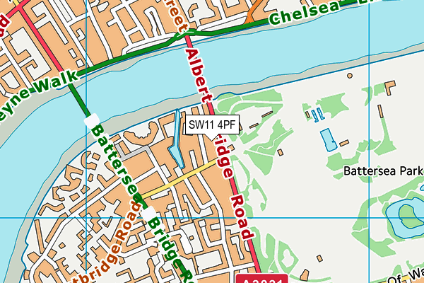 SW11 4PF map - OS VectorMap District (Ordnance Survey)