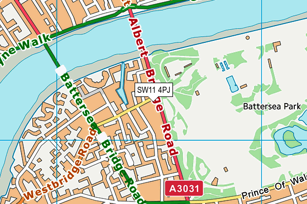 SW11 4PJ map - OS VectorMap District (Ordnance Survey)