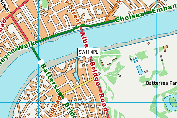 SW11 4PL map - OS VectorMap District (Ordnance Survey)