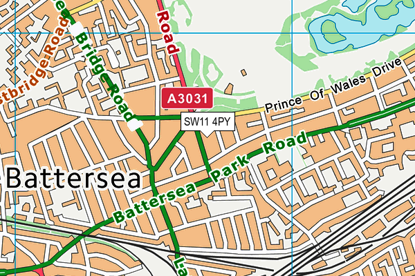 SW11 4PY map - OS VectorMap District (Ordnance Survey)