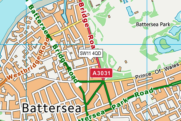 SW11 4QD map - OS VectorMap District (Ordnance Survey)