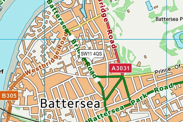 SW11 4QS map - OS VectorMap District (Ordnance Survey)