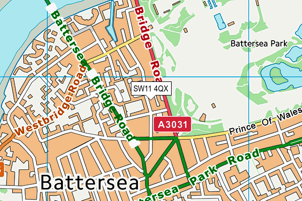 SW11 4QX map - OS VectorMap District (Ordnance Survey)