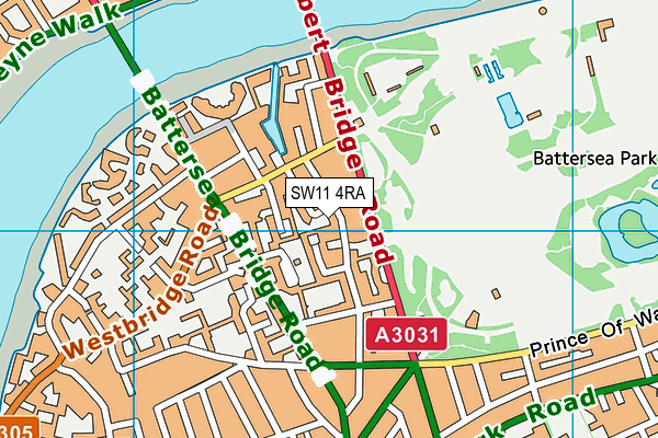 SW11 4RA map - OS VectorMap District (Ordnance Survey)
