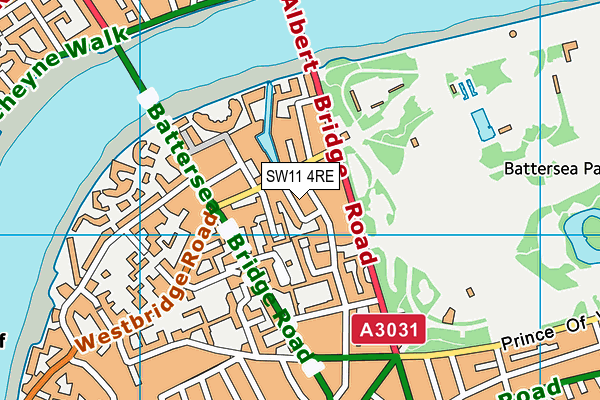 SW11 4RE map - OS VectorMap District (Ordnance Survey)