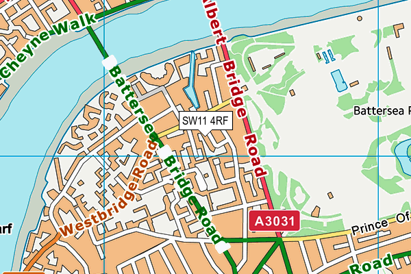 SW11 4RF map - OS VectorMap District (Ordnance Survey)