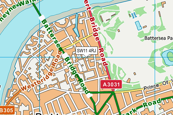 SW11 4RJ map - OS VectorMap District (Ordnance Survey)