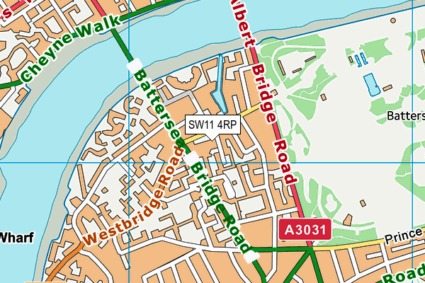 SW11 4RP map - OS VectorMap District (Ordnance Survey)