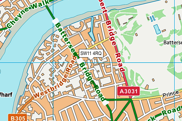 SW11 4RQ map - OS VectorMap District (Ordnance Survey)