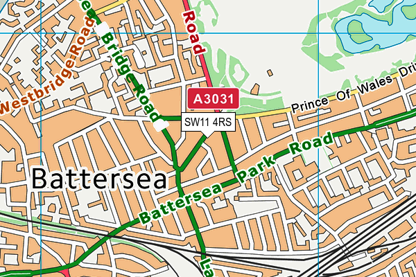 SW11 4RS map - OS VectorMap District (Ordnance Survey)