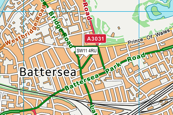 SW11 4RU map - OS VectorMap District (Ordnance Survey)