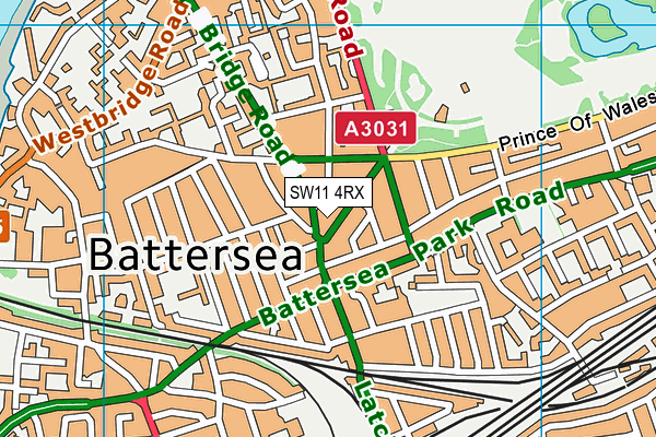 SW11 4RX map - OS VectorMap District (Ordnance Survey)