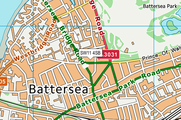 SW11 4SB map - OS VectorMap District (Ordnance Survey)