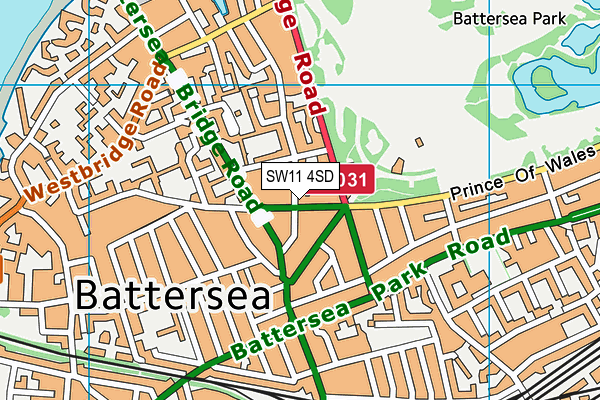 SW11 4SD map - OS VectorMap District (Ordnance Survey)