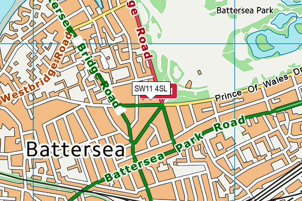 SW11 4SL map - OS VectorMap District (Ordnance Survey)