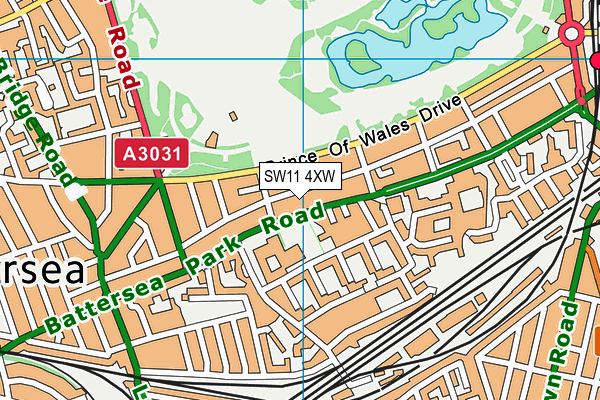 SW11 4XW map - OS VectorMap District (Ordnance Survey)