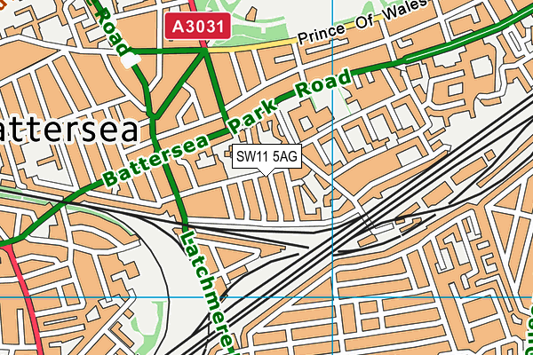 SW11 5AG map - OS VectorMap District (Ordnance Survey)