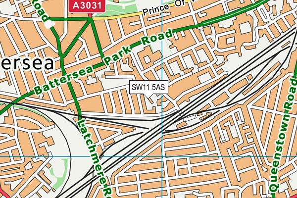 SW11 5AS map - OS VectorMap District (Ordnance Survey)