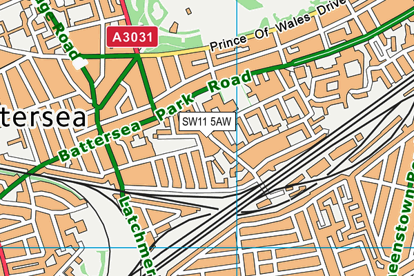 SW11 5AW map - OS VectorMap District (Ordnance Survey)